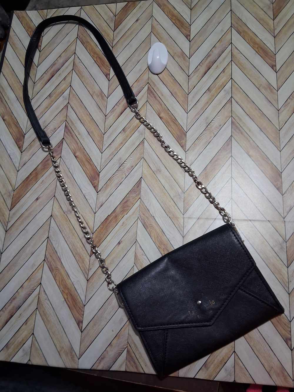 kate spade Black Leather Crossbody with Chain Strap